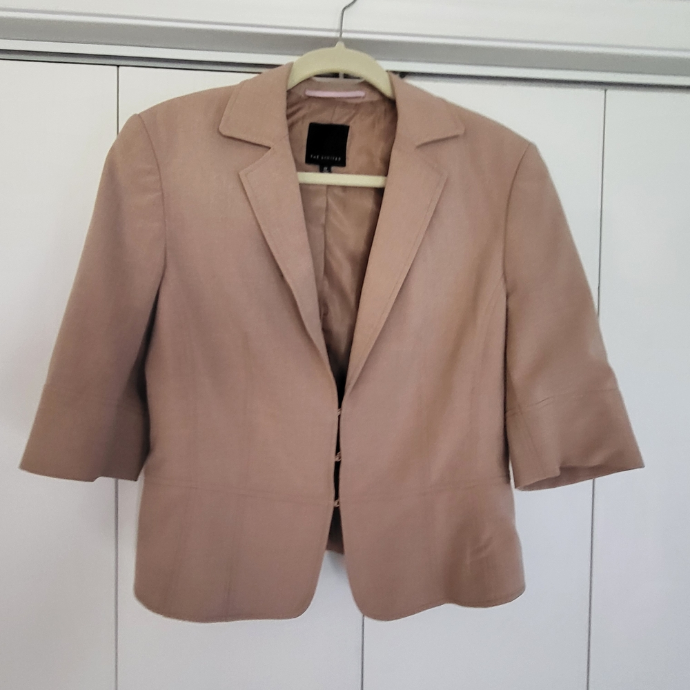 Women's The Limited Size 12 Tan 3/4 Sleeve Lined Blazer